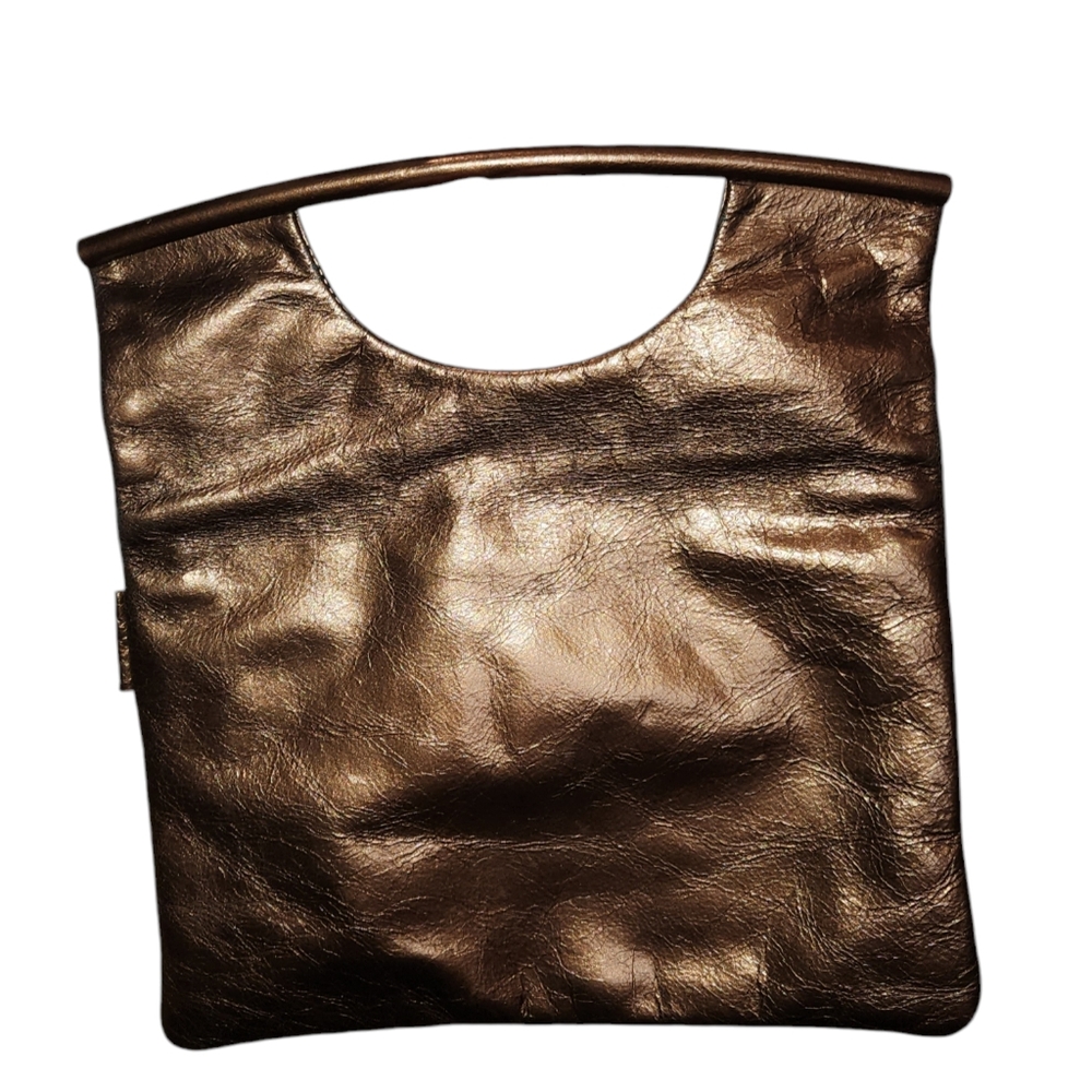HOBO International Bronze Copper Leather Framed Fold over Clutch Bag
